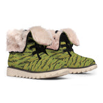 Green Tiger Stripe Camo Pattern Print Winter Boots