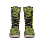 Green Tiger Stripe Camo Pattern Print Winter Boots