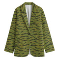 Green Tiger Stripe Camo Pattern Print Women's Blazer