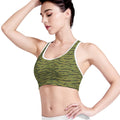 Green Tiger Stripe Camo Pattern Print Women's Sports Bra