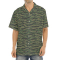 Green Tiger Stripe Camouflage Print Aloha Shirt