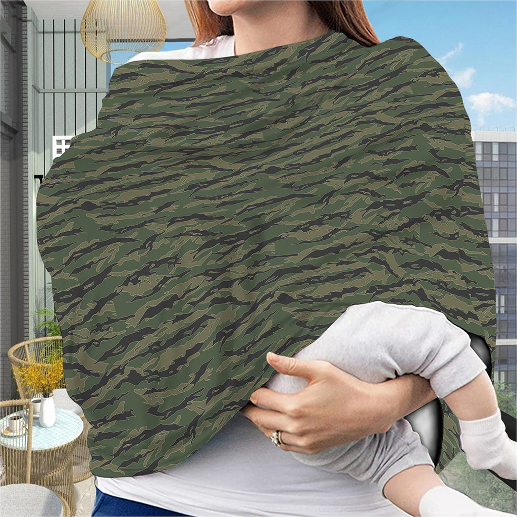 Green Tiger Stripe Camouflage Print Baby Seat Cover