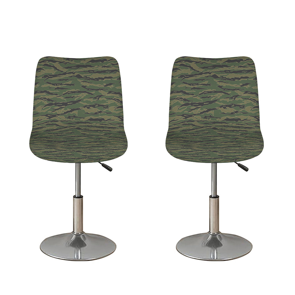 Green Tiger Stripe Camouflage Print Bar Stool Covers