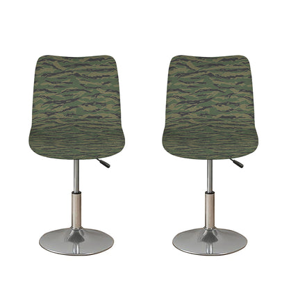 Green Tiger Stripe Camouflage Print Bar Stool Covers