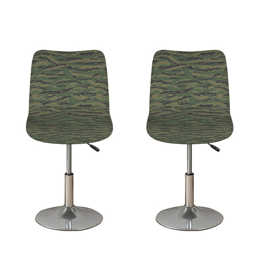 Green Tiger Stripe Camouflage Print Bar Stool Covers