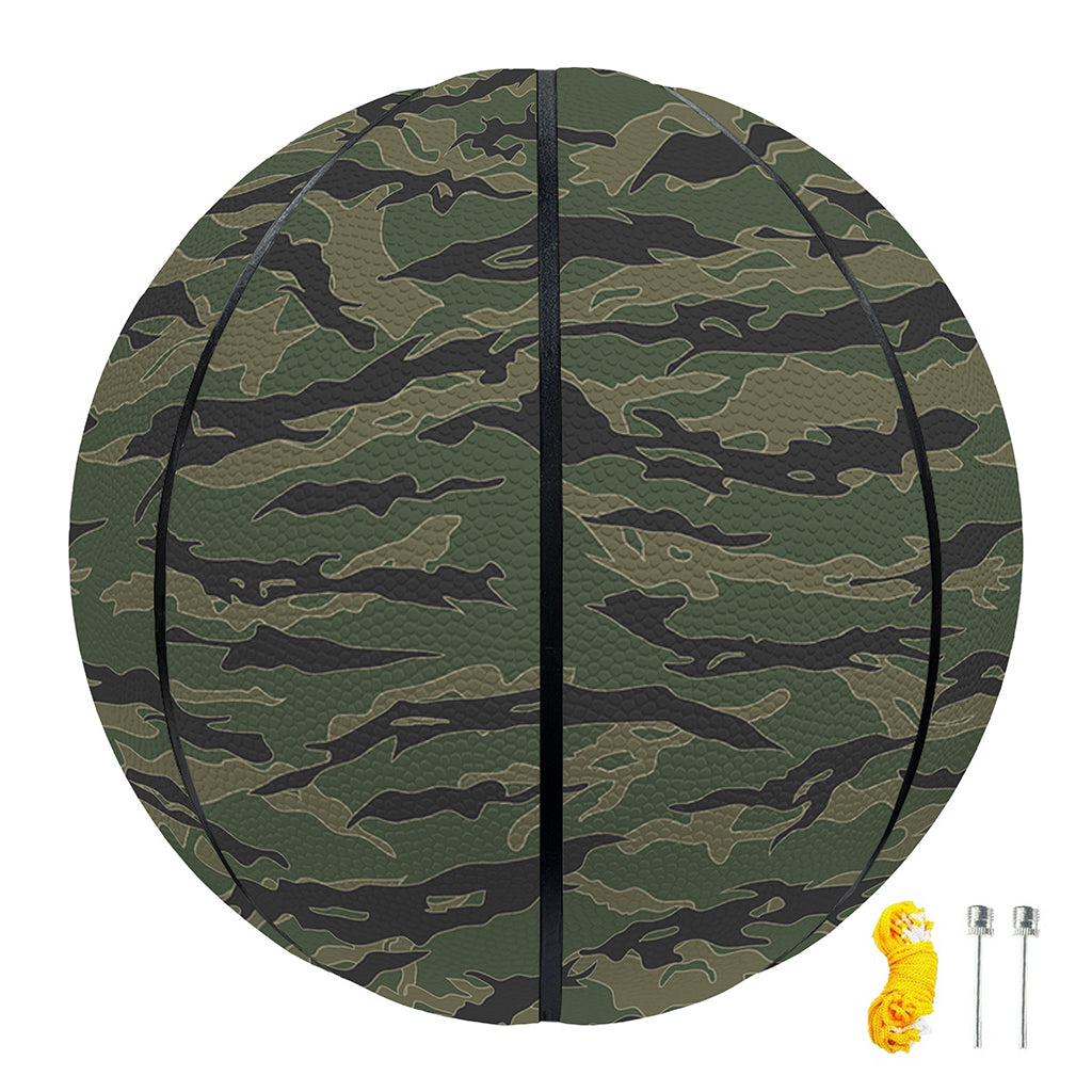 Green Tiger Stripe Camouflage Print Basketball