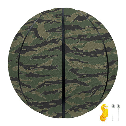 Green Tiger Stripe Camouflage Print Basketball