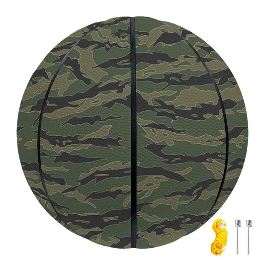 Green Tiger Stripe Camouflage Print Basketball
