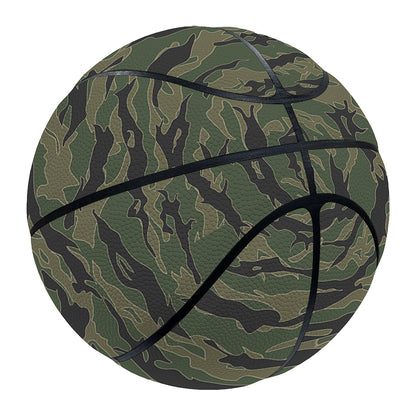 Green Tiger Stripe Camouflage Print Basketball