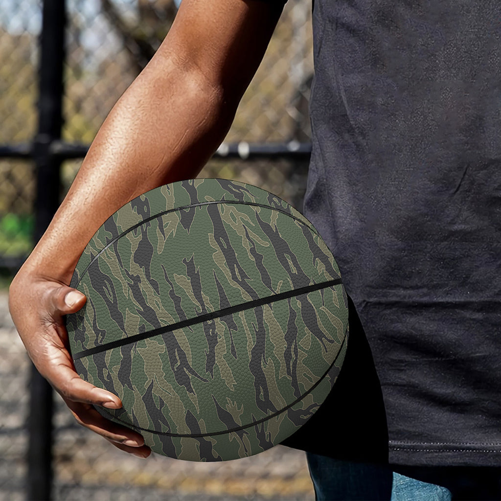 Green Tiger Stripe Camouflage Print Basketball
