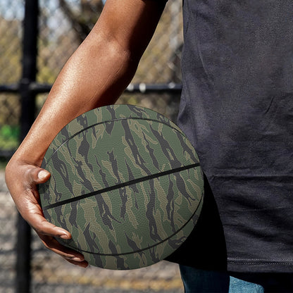 Green Tiger Stripe Camouflage Print Basketball