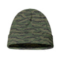 Green Tiger Stripe Camouflage Print Beanie
