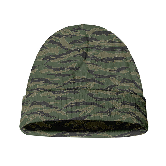 Green Tiger Stripe Camouflage Print Beanie