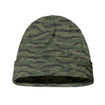 Green Tiger Stripe Camouflage Print Beanie