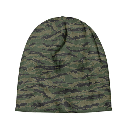 Green Tiger Stripe Camouflage Print Beanie