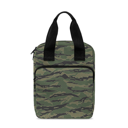 Green Tiger Stripe Camouflage Print Bible Tote Bag
