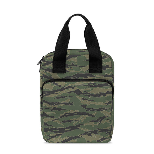 Green Tiger Stripe Camouflage Print Bible Tote Bag