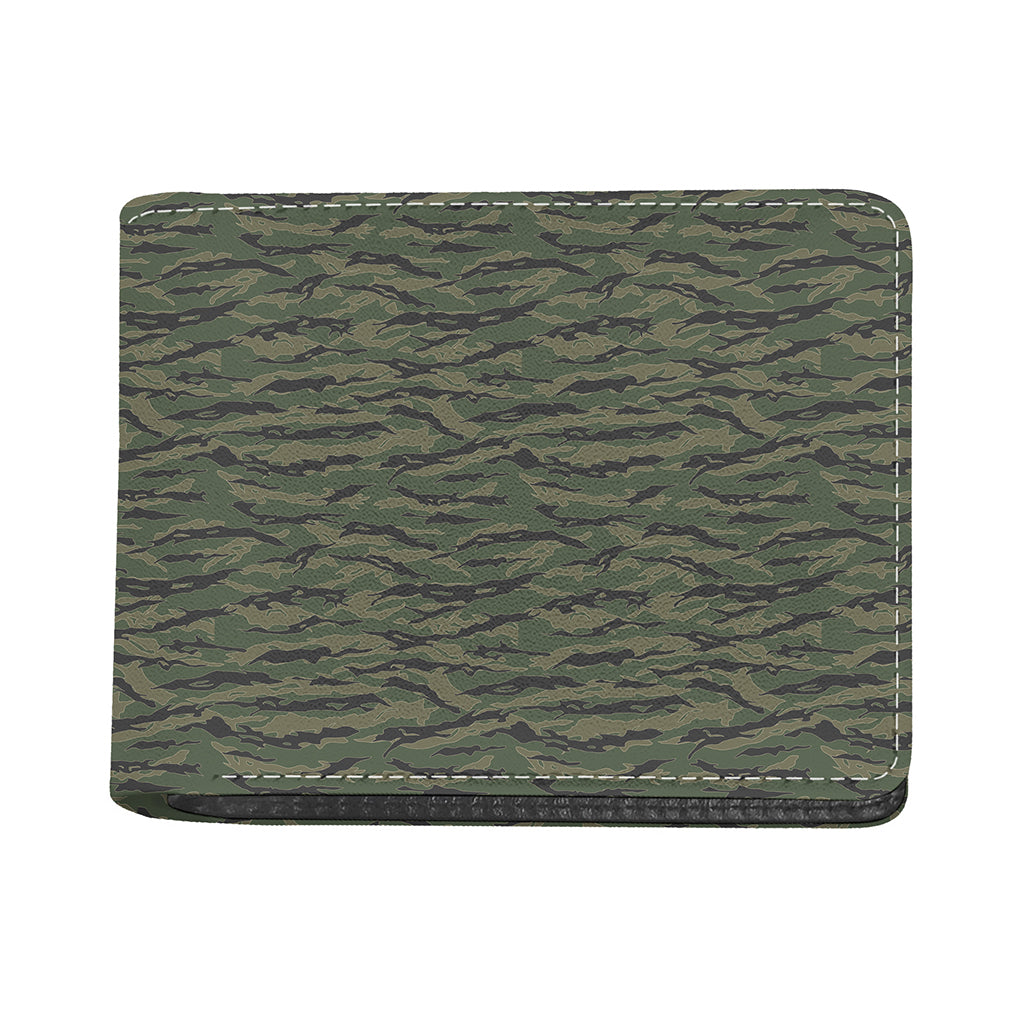 Green Tiger Stripe Camouflage Print Bifold Wallet