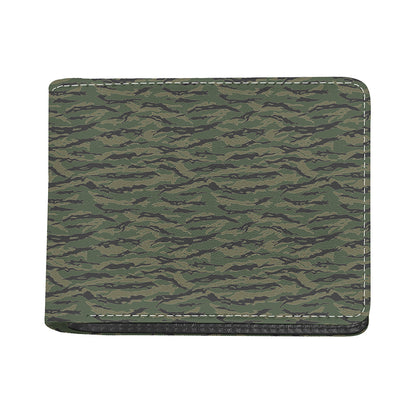 Green Tiger Stripe Camouflage Print Bifold Wallet