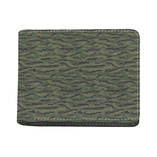 Green Tiger Stripe Camouflage Print Bifold Wallet