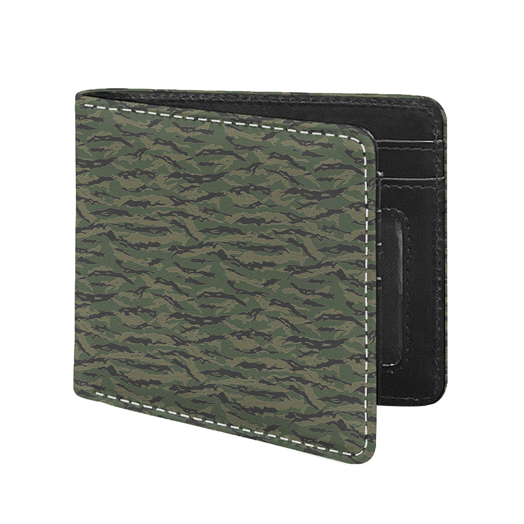Green Tiger Stripe Camouflage Print Bifold Wallet