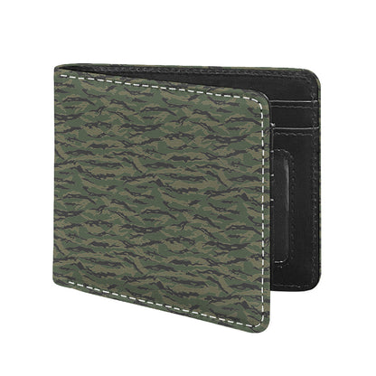 Green Tiger Stripe Camouflage Print Bifold Wallet