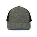 Green Tiger Stripe Camouflage Print Black Mesh Trucker Hat