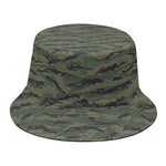 Green Tiger Stripe Camouflage Print Bucket Hat