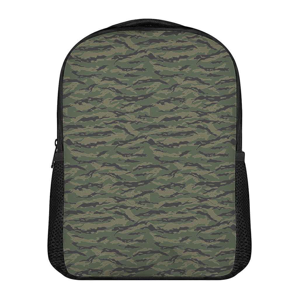 Green Tiger Stripe Camouflage Print Casual Backpack