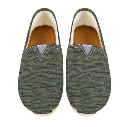 Green Tiger Stripe Camouflage Print Casual Shoes