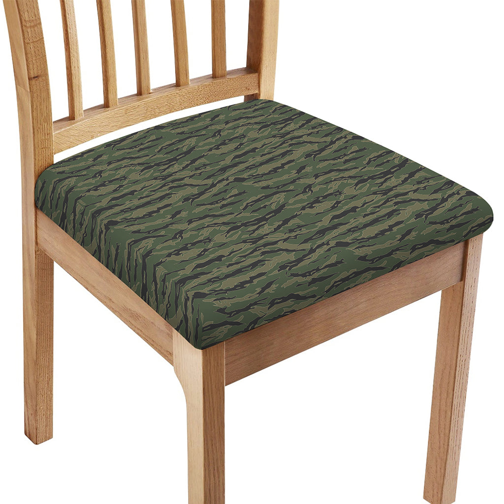 Green Tiger Stripe Camouflage Print Chair Cushion Cover