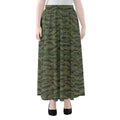 Green Tiger Stripe Camouflage Print Chiffon Maxi Skirt