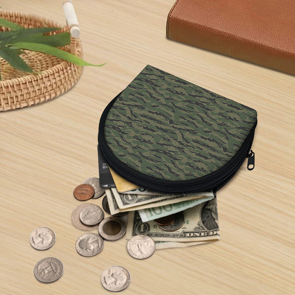 Green Tiger Stripe Camouflage Print Coin Purse