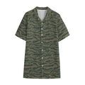 Green Tiger Stripe Camouflage Print Cotton Hawaiian Shirt