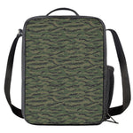 Green Tiger Stripe Camouflage Print Crossbody Lunch Bag