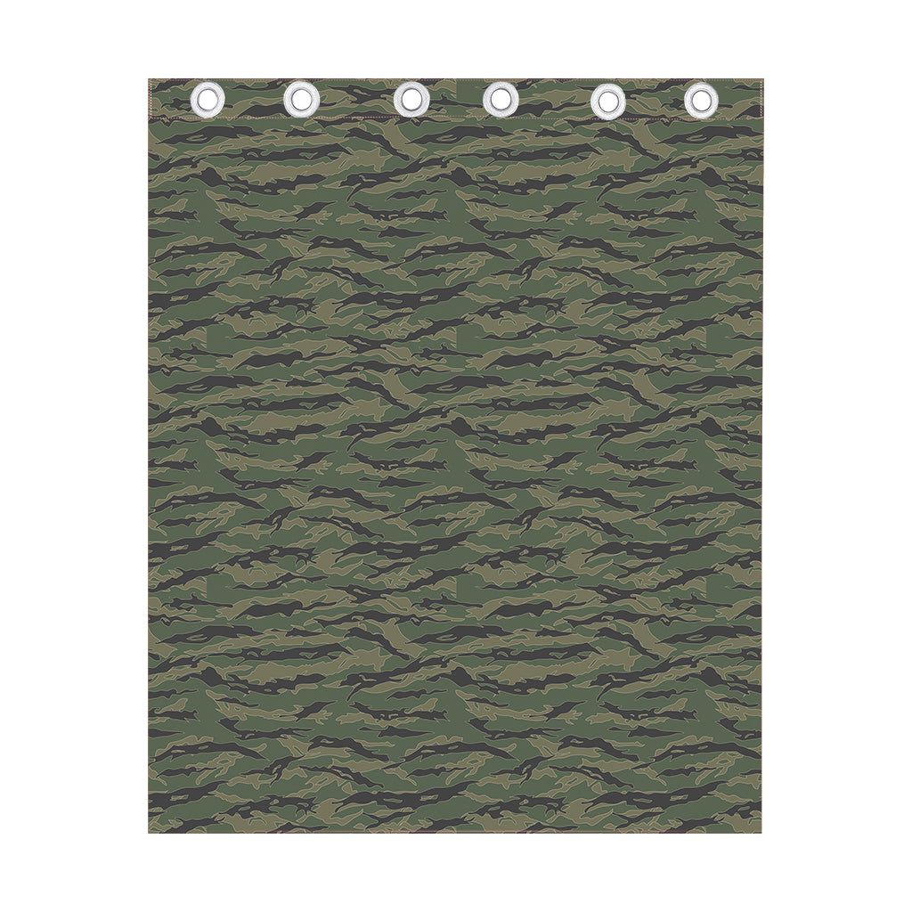Green Tiger Stripe Camouflage Print Curtain