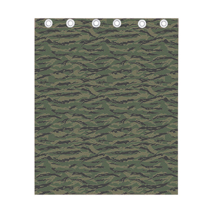 Green Tiger Stripe Camouflage Print Curtain