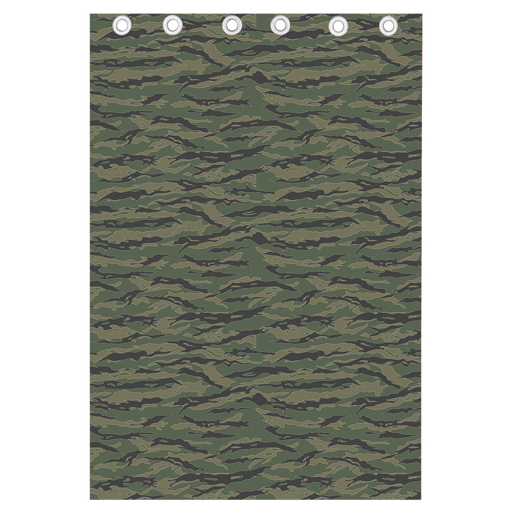 Green Tiger Stripe Camouflage Print Curtain