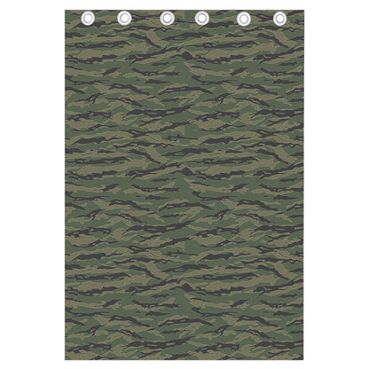 Green Tiger Stripe Camouflage Print Curtain