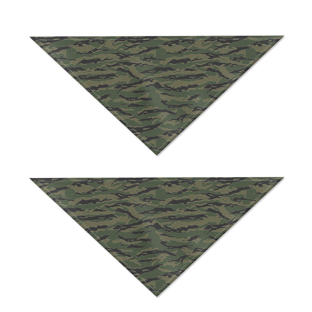 Green Tiger Stripe Camouflage Print Dog Bandana