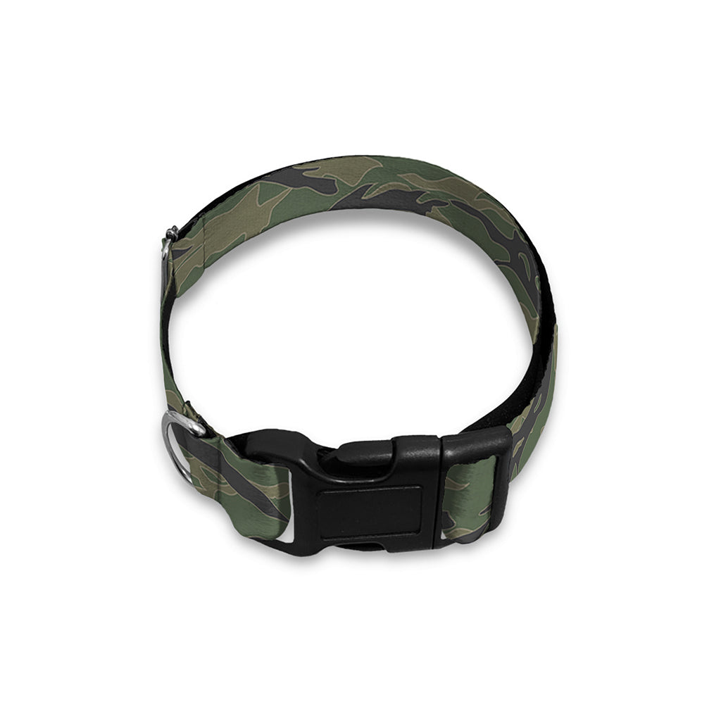 Green Tiger Stripe Camouflage Print Dog Collar