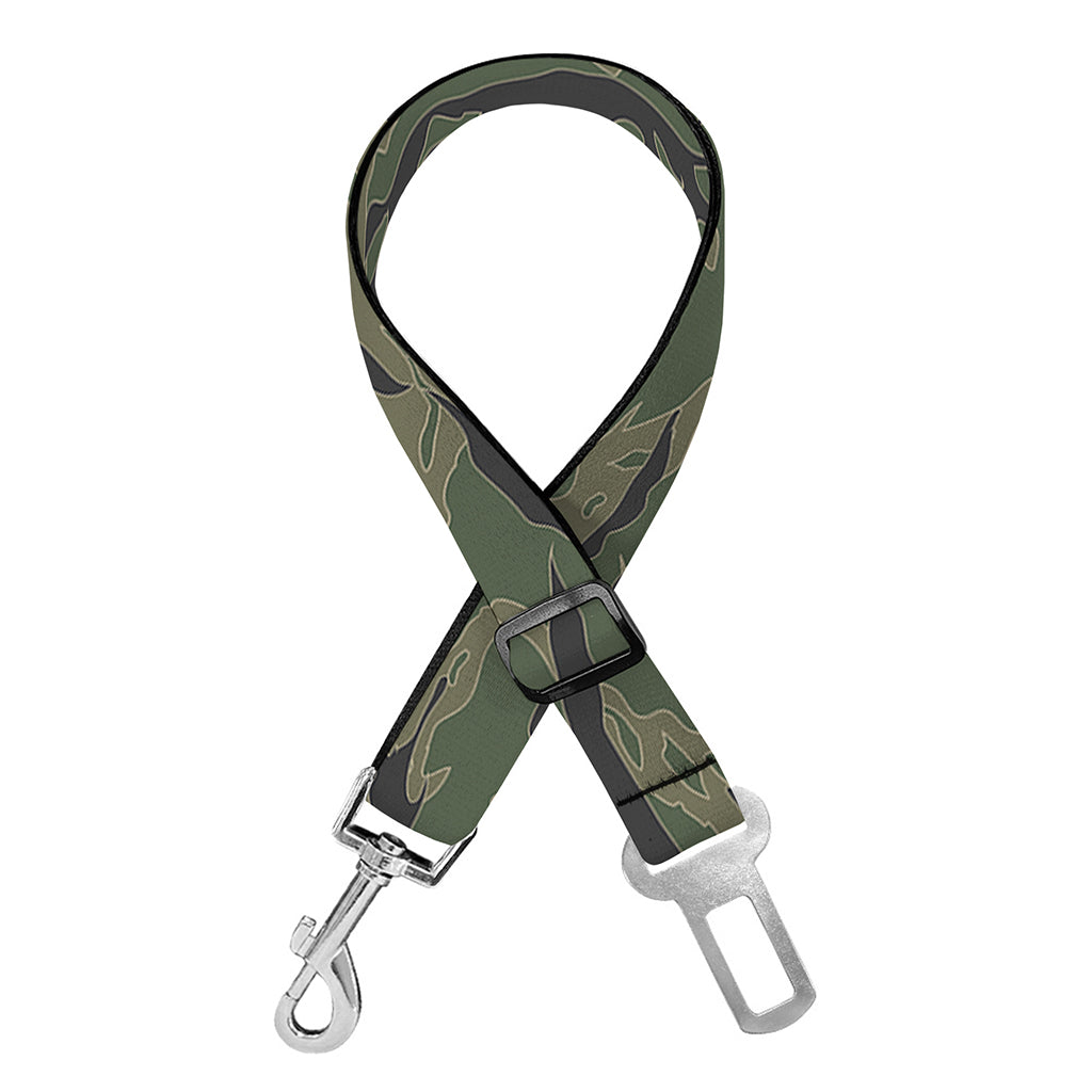 Green Tiger Stripe Camouflage Print Dog Seat Belt
