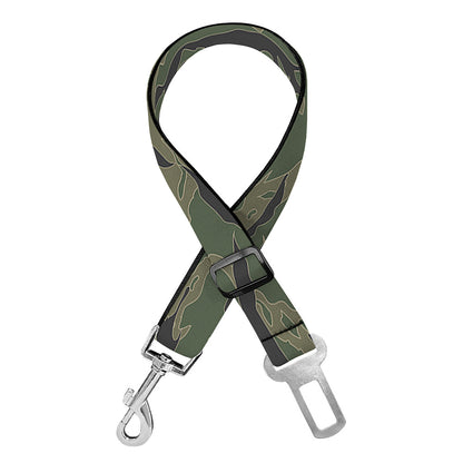 Green Tiger Stripe Camouflage Print Dog Seat Belt