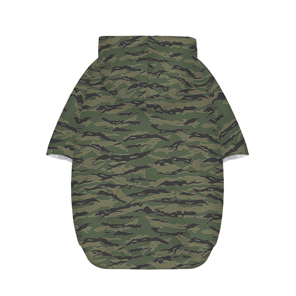 Green Tiger Stripe Camouflage Print Dog Zip Up Hoodie