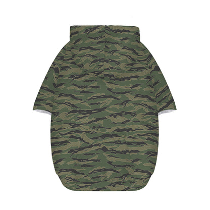 Green Tiger Stripe Camouflage Print Dog Zip Up Hoodie