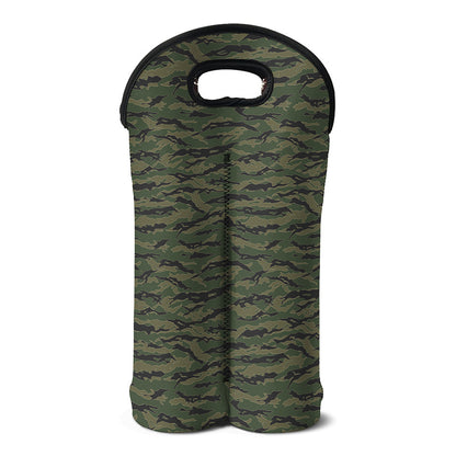 Green Tiger Stripe Camouflage Print Double Neoprene Wine Tote