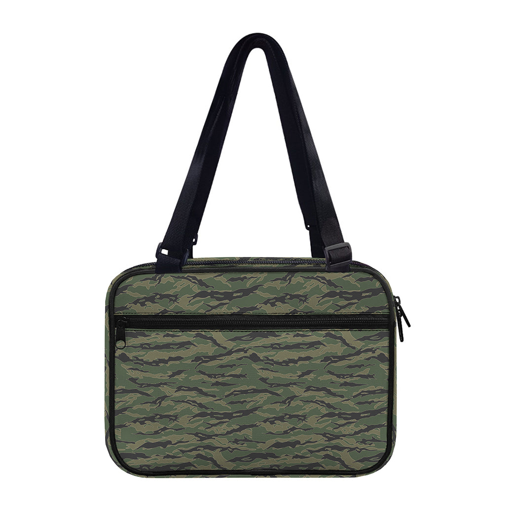 Green Tiger Stripe Camouflage Print Double Strap Bible Bag