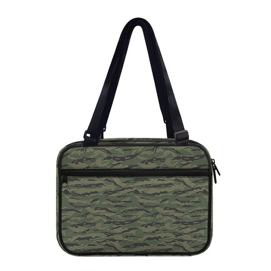 Green Tiger Stripe Camouflage Print Double Strap Bible Bag