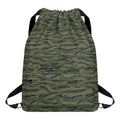 Green Tiger Stripe Camouflage Print Drawstring Backpack