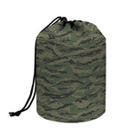 Green Tiger Stripe Camouflage Print Drawstring Makeup Bag